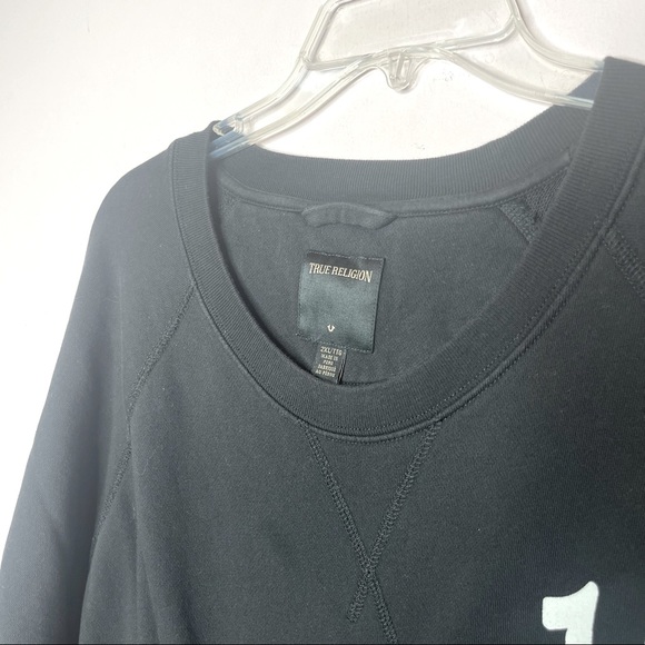 TRUE RELIGION Jet Black Pull Over Raglan W/Shirt Tail Mens 2XL RT $168 EUC - Picture 7 of 10